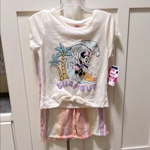 Disney Minnie Mouse Surfing Tee and Pastel Striped Shorts